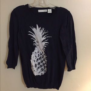 Navy and white pineapple sweater XS