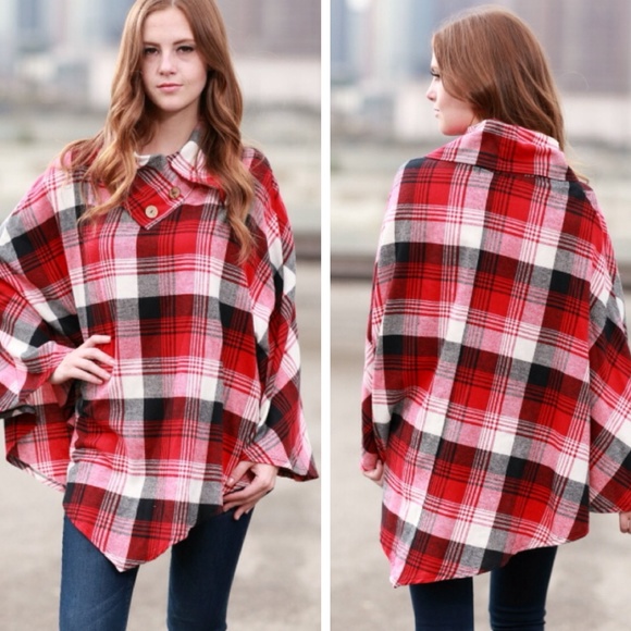 Plaid Poncho - Picture 2 of 2