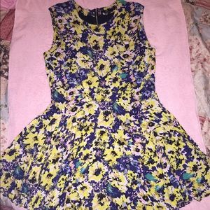 Yellow and Blue Floral Circle Dress