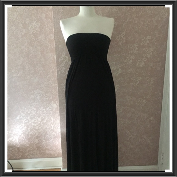 Divided Dresses & Skirts - Black Maxi Stretch Bandeau Dress Tube S 4