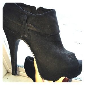 Black Ankle Peep Toe Booties