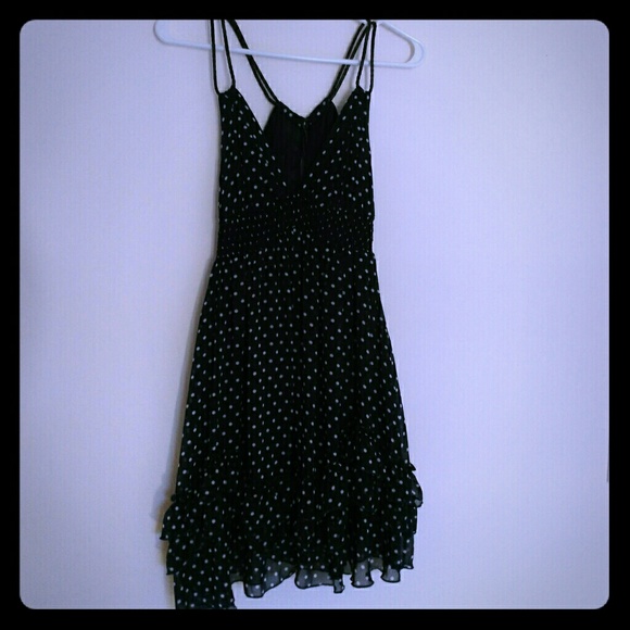 Polka Dot Satin Lined Navy Dress