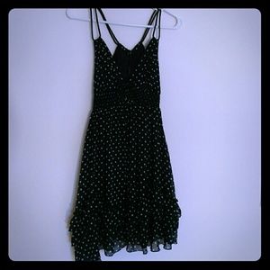 Polka Dot Satin Lined Navy Dress