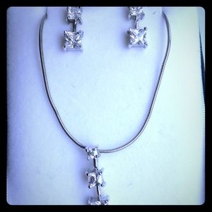 White gold cubic zirconia set.