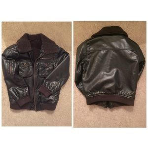 Unisex Kids Bomber Faux Leather jacket