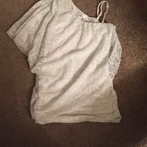 Half sleeve white lace shirt