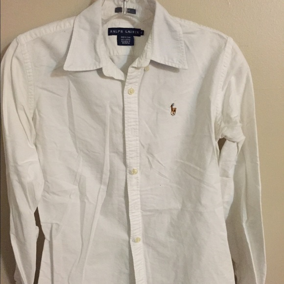 EUC Ralph Lauren white button up; size 2