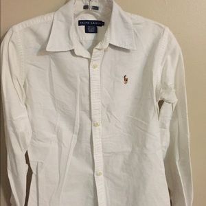 EUC Ralph Lauren white button up; size 2