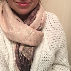 Gold Cheetah print scarf with pink and brown