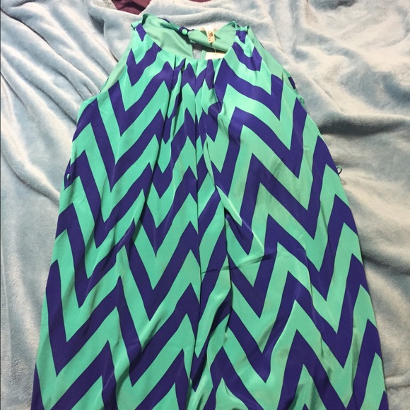 Green/blue sleeveless dress