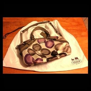 Authentic UNIQUE Sateen Purple Gray Coach Purse