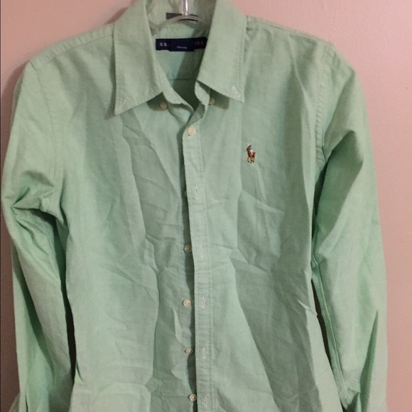 Slim fit Ralph Lauren button down in green EUC