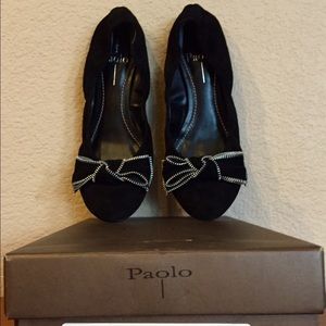 Paolo Suede Zipper-Bow Flats