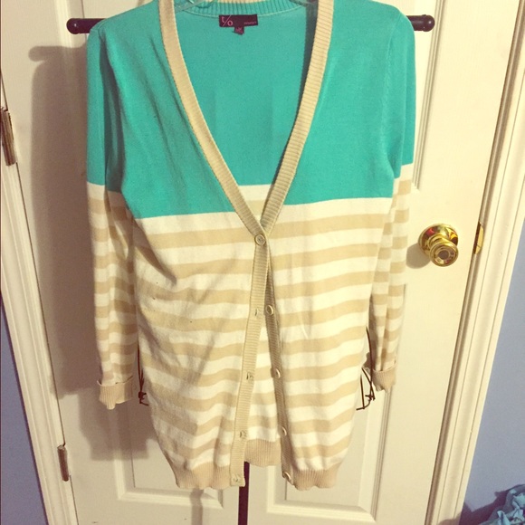 Target cardigan with elbow patch stripes teal
