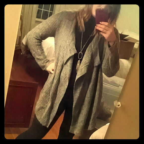 Grey with silver sparkle swing open front sweater