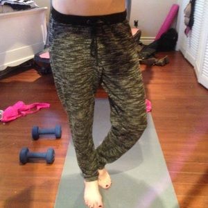 grey black and white jogger pants