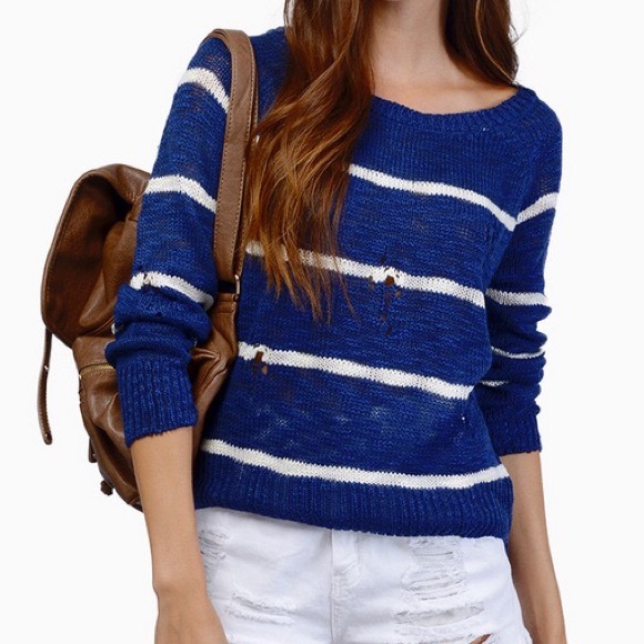 Tobi Distressed Striped Sweater