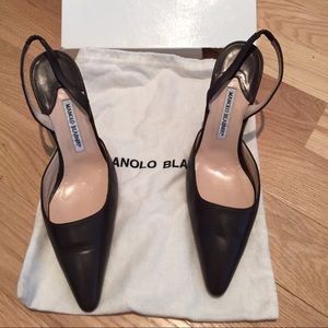 Manolo Blahnik 10 brown sling backs - never worn