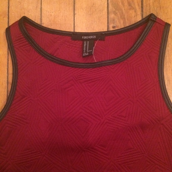 ❌Donated❌Leather Trim Geometric Burgundy Bodycon - Picture 2 of 4