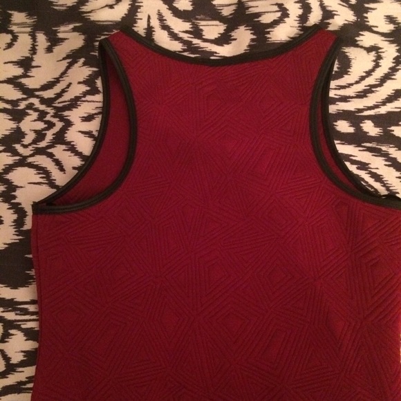 ❌Donated❌Leather Trim Geometric Burgundy Bodycon - Picture 4 of 4