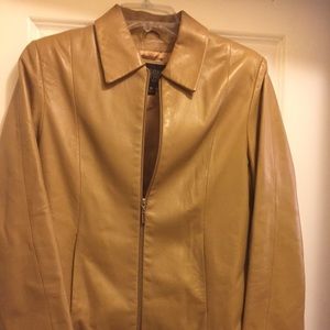 Leather tan jacket.