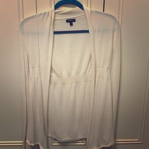 Small, off-white Express cardigan.
