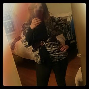 Black and white chunky knit sweater