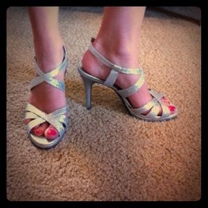 Sparkly silver strappy heals size 9 1/2