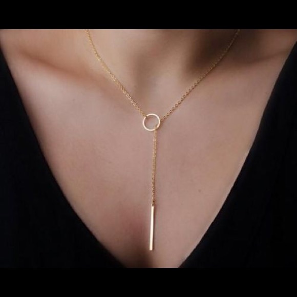 Jewelry - Circle & Bar Necklace-GOLD