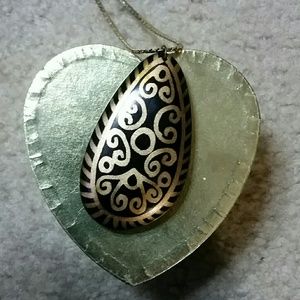 Pierre Cardin Jewelry - Vintage Tribal Painted Pendent Pierre Cardin Chain Pierre Cardin Jewelry - Vintage Tribal Painted Pendent Pierre Cardin Chain