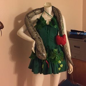 Eve Halloween costume with snake and apple purse
