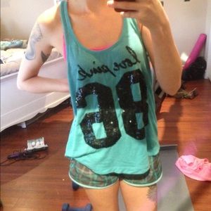 Victoria secret pink blue  black sequence tank top