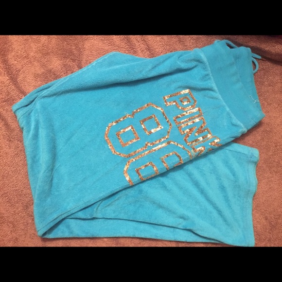 PINK teal sweat pants.