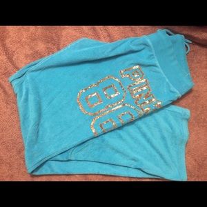 PINK teal sweat pants.