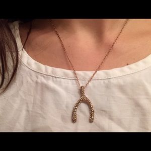 Wishbone Rose Gold Tone with Rhinestones Necklace