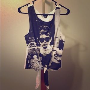 Black and white Audrey Hepburn tie up tank