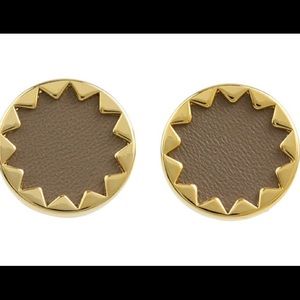 House of Harlow Sunburst Leather button earrings