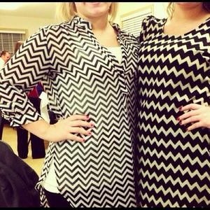Long black & white chevron shirt.