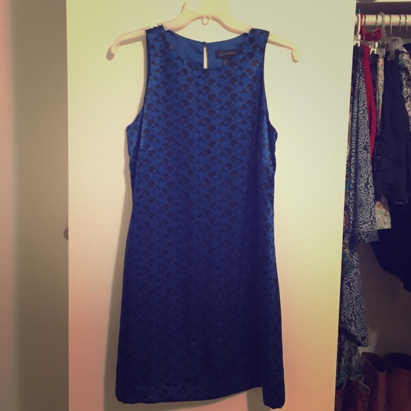 Context blue silk shift dress - Picture 1 of 3
