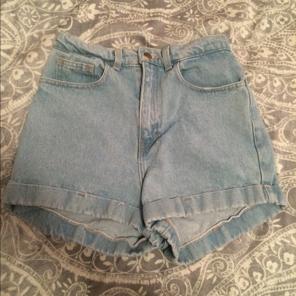 American Apparel High Waisted Shorts- Light Wash