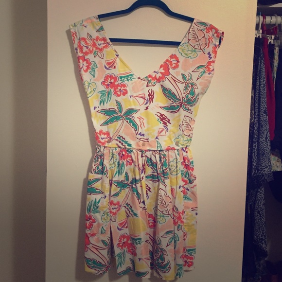 Forever 21 tropical print 2 piece dress