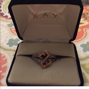 Kay Jewelers open heart rose gold/silver ring