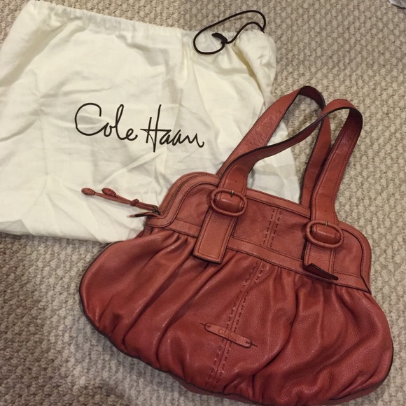 Authentic Cole Haan orange leather purse w dustbag