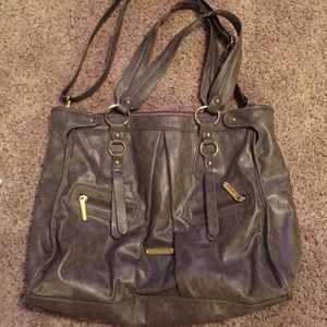 Timi and Leslie Gray leather Diaper bag