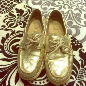 Gold Sperry Boat Shoes