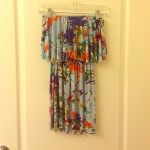 NWOT floral blue strapless dress