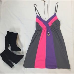 Op pink, purple and gray dress