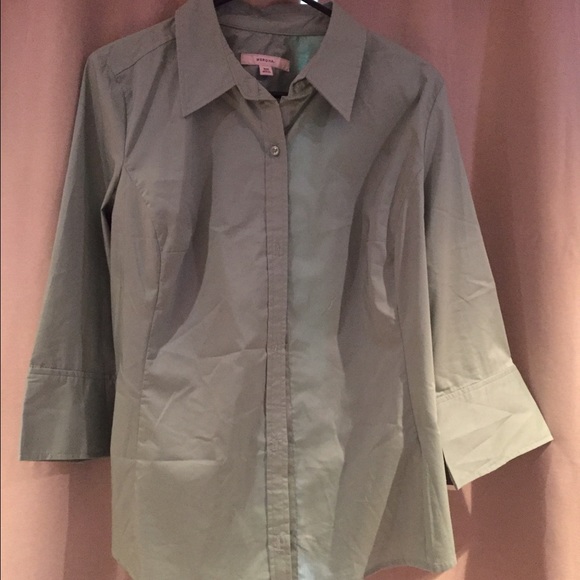 New W Tags Button Down Dress Olive Top