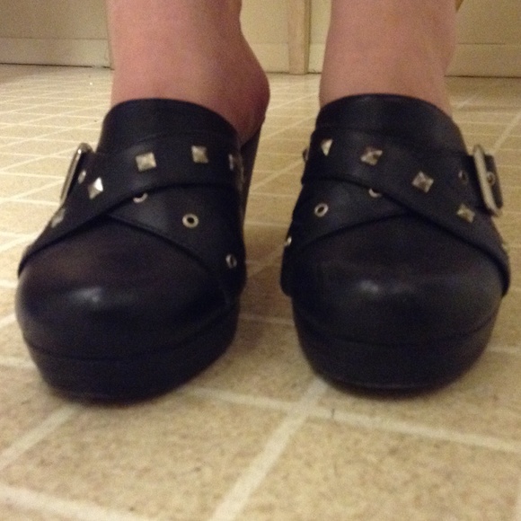 Black Punk Studded Stomper Heels - Picture 2 of 4