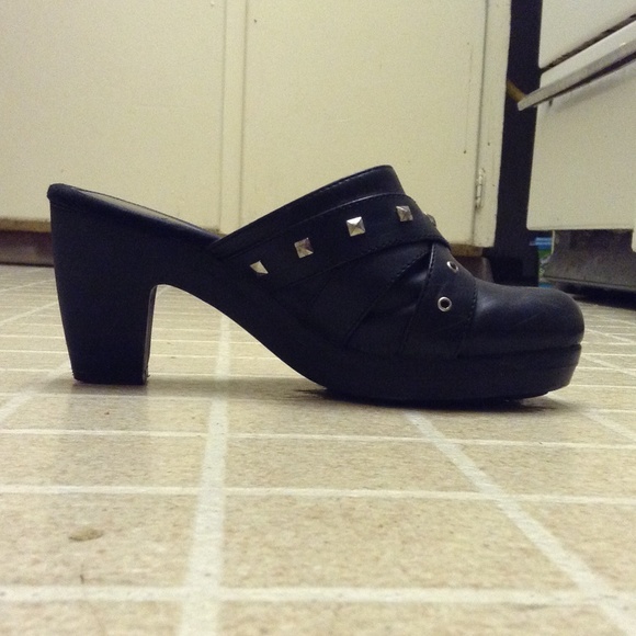 Black Punk Studded Stomper Heels - Picture 3 of 4